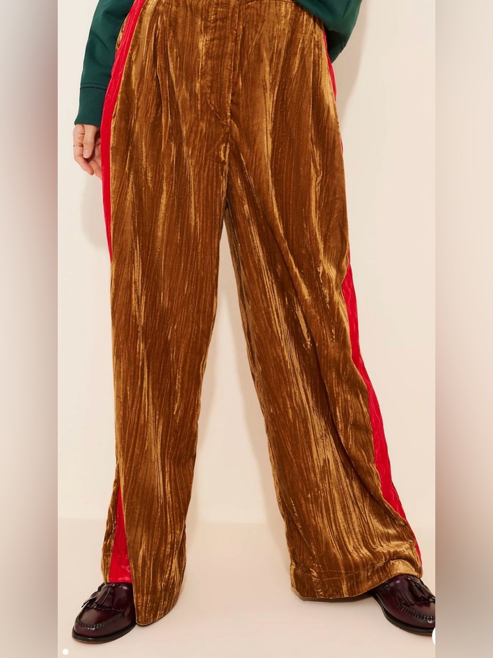 FARM Rio Side Stripe Corduroy Pants Wide Leg Sz M - Picture 2 of 4